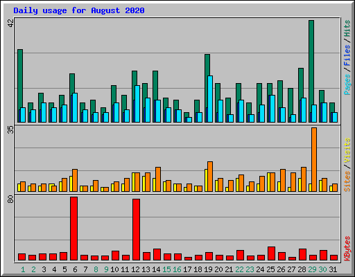 Daily usage for August 2020